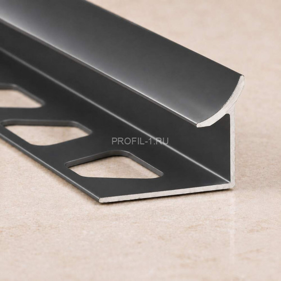 Внутренний уголок алюминиевый для плитки 10 мм ПО-В10 графит глянец 2,7 м