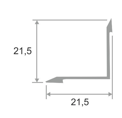 Угловой порог алюминиевый внутренний 21х21 мм ПО-21х21 золото глянец 2,7 м