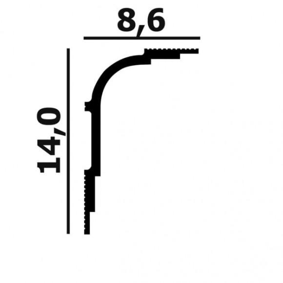 Потолочный плинтус Перфект Плюс P104 белый ударопрочный 86х140 мм 2 м