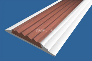 Алюминиевая  полоса 46 мм с резиновой вставкой АП-46-Краш белый глянец-коричневый 1,5 м