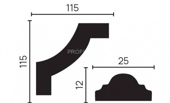 Декоративный уголок для молдингов Decor-Dizayn C1-DD35 полиуретан белый, под покраску 115х115х12 мм