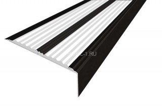 Алюминиевый угол-порог противоскользящий 70х22 мм АУ-70-Анод черный-белый 1,5 м