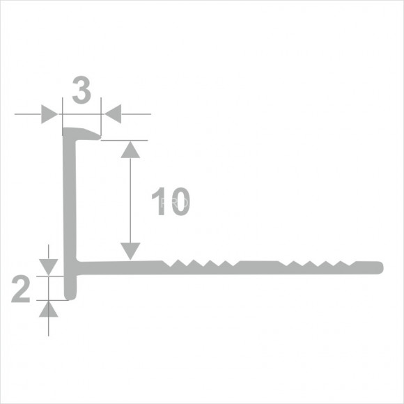Алюминиевый L-профиль 10 мм ПО-201 серебро глянец 2.7 м