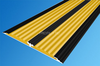 Полоса алюминиевая 70 мм с резиновыми вставками АП-70-Краш черный глянец-желтый 2,0 м