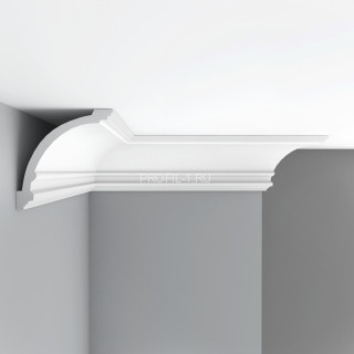 Плинтус потолочный 155х148х2400 мм Decomaster 96273 из полиуретана белый под покраску Плинтус потолочный 155х148х2400 мм Decomaster 96273 из полиуретана белый под покраску