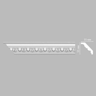Плинтус DECOMASTER 95613F гибкий (55x55x2400) потолочный с рисунком гладкий профиль версия из полиуретана, белый под покраску