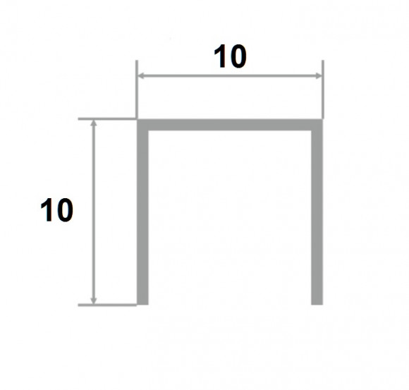 Латунный П-образный профиль PU 10 OA 10х10х10 антик 2,7м