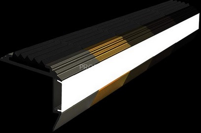 Алюминиевый порог угловой противоскользящий с подсветкой 26х45 мм АУ-45-LED-Анод золото-черный 2,0 м Алюминиевый порог угловой противоскользящий с подсветкой 26х45 мм АУ-45-LED-Анод золото-черный 2,0 м