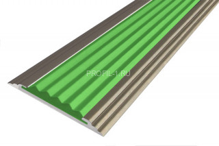 Противоскользящий порог алюминиевый одноуровневый 40 мм АП-40-Анод шампань-зеленый 2,7 м