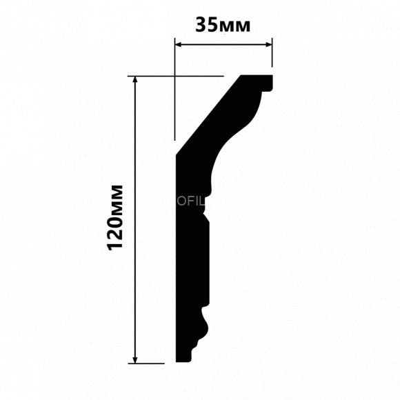 Потолочный плинтус HiWood L1902 белый 120х35 мм 2 метра Потолочный плинтус HiWood L1902 белый 120х35 мм 2 метра