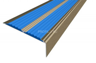 Противоскользящий порог угловой алюминий 70х22 мм АУ-70-Анод шампань-синий 1,5 м