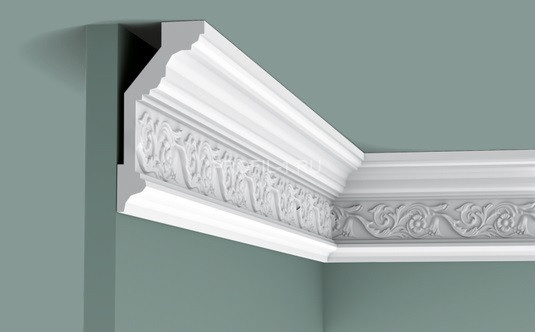 Потолочный плинтус Orac Decor Purotouch C303 белый полиуретан 144х65 мм 2м