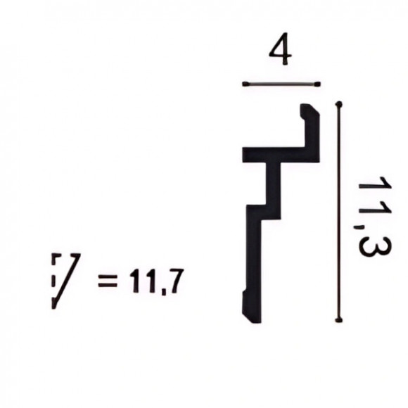 Потолочный плинтус Orac Decor Duropolymer CX196 белый дюрополимер 113х40 мм 2м