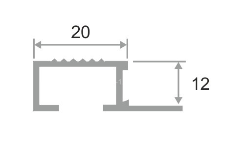 П-образный профиль для ступеней с рифлением 20х12 мм PV52-00 натуральный 2,7 м П-образный профиль для ступеней с рифлением 20х12 мм PV52-00 натуральный 2,7 м