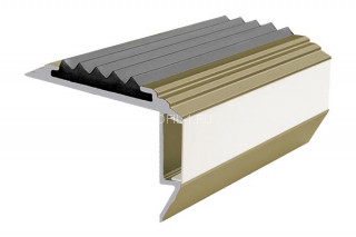 Алюминиевый порог угловой противоскользящий с подсветкой 26х45 мм АУ-45-LED-Анод шампань-черный 2,0 м