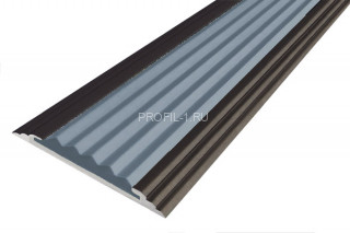 Порог алюминиевый противоскользящий одноуровневый 40 мм АП-40-Коньяк серый 2,7 м