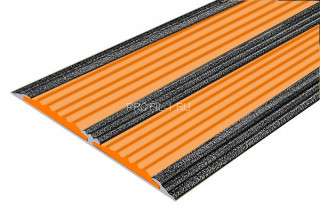 Алюминиевая полоса с 2-мя резиновыми вставками АП-70-Антик серебро-оранжевый 2,0 м