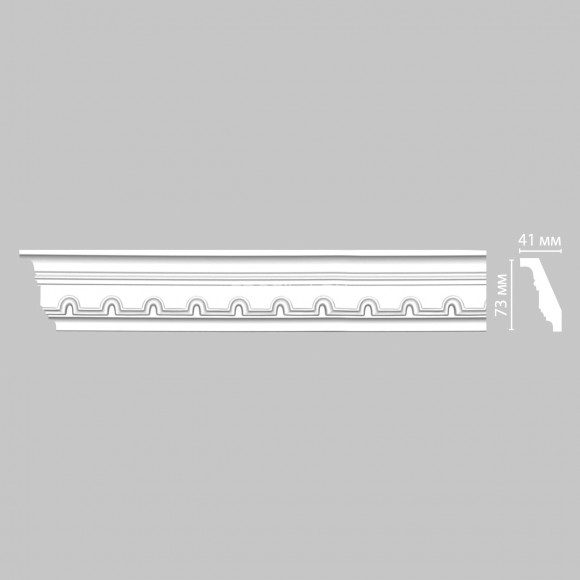 Плинтус потолочный гибкий FLEXIBLE 73х41х2400 мм Decomaster 95112 FL из полиуретана белый под покраску