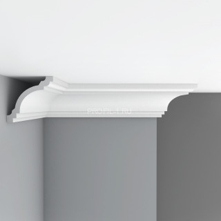 Плинтус потолочный 140х142х2400 мм Decomaster 96275 из полиуретана белый под покраску Плинтус потолочный 140х142х2400 мм Decomaster 96275 из полиуретана белый под покраску