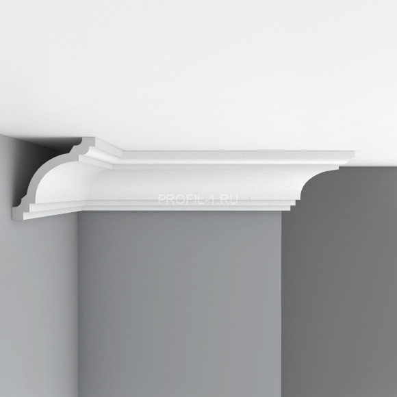 Плинтус потолочный 140х142х2400 мм Decomaster 96275 из полиуретана белый под покраску