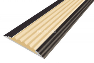 Порог алюминиевый противоскользящий одноуровневый 40 мм АП-40-Коньяк бежевый 2,7 м