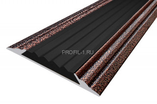 Алюминиевый порог 46 мм с резиновой вставкой одноуровневый АП-46-Антик медь-черный 3,0 м Алюминиевый порог 46 мм с резиновой вставкой одноуровневый АП-46-Антик медь-черный 3,0 м