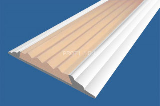 Алюминиевая  полоса 46 мм с резиновой вставкой АП-46-Краш белый глянец-бежевый 1,5 м