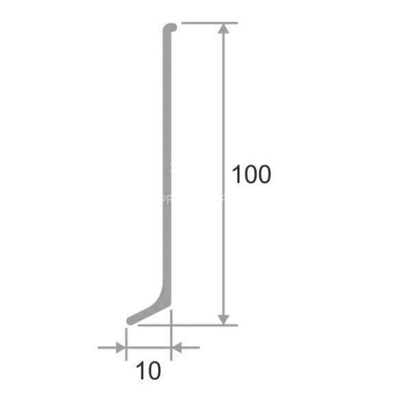 Алюминиевый напольный плинтус 100 мм ПЛ-100 без покрытия 3 м