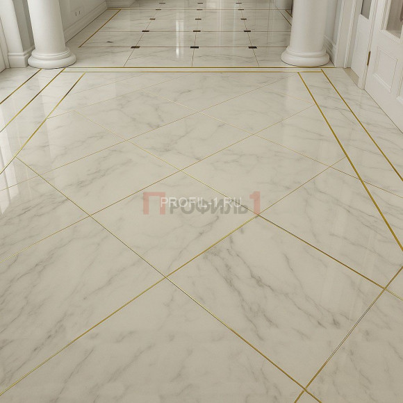 Латунный П-образный профиль PU 612 ON 12х6х12 полированный 2,7м