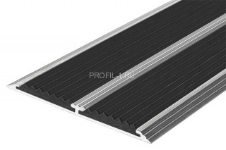 Одноуровневый порог алюминиевый противоскользящий 80 мм АП-80 черный 3,0 м