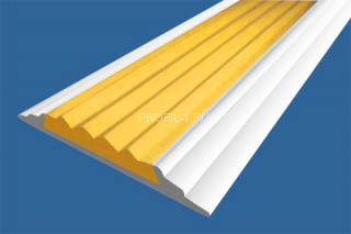 Алюминиевая  полоса 46 мм с резиновой вставкой АП-46-Краш белый глянец-желтый 1,5 м