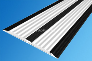 Полоса алюминиевая 70 мм с резиновыми вставками АП-70-Краш черный глянец-белый 2,0 м
