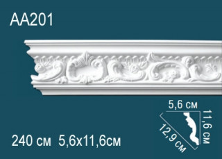 Потолочный плинтус с орнаментом Перфект AA201 полиуретан 116х129х56 мм 240 см