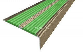 Противоскользящий порог угловой алюминий 70х22 мм АУ-70-Анод шампань-зеленый 1,5 м