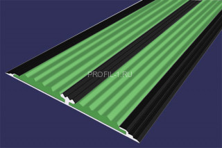 Полоса алюминиевая 70 мм с резиновыми вставками АП-70-Краш черный глянец-зеленый 2,0 м
