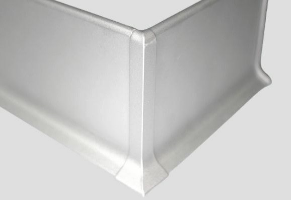 Фурнитура для плинтуса Евротрим L-80 алюминий уголок внешний серебро