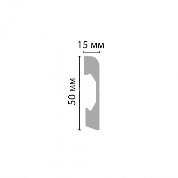 Плинтус DECOMASTER A038 (50x15x2000) напольный, ударопрочный полимер, белый, под покраску Плинтус DECOMASTER A038 (50x15x2000) напольный, ударопрочный полимер, белый, под покраску