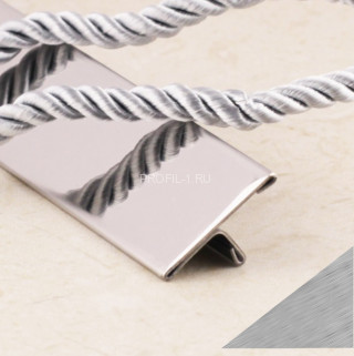 Т-профиль из нержавеющей стали SТO015-25W-8Н серебро глянец браш 2,7 м