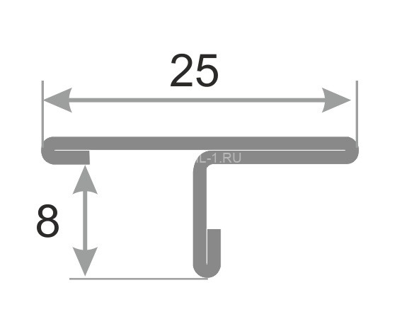 Т-профиль из нержавеющей стали SТO015-25W-8Н серебро глянец браш 2,7 м