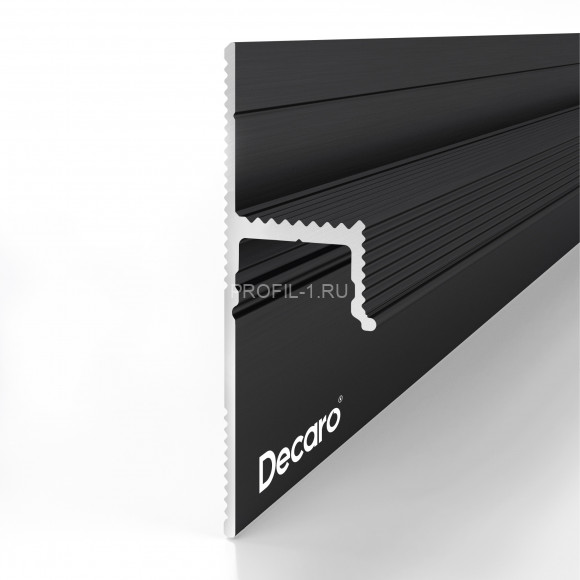 Алюминиевый теневой плинтус Decaro Engineering D003A Black черный с возможностью LED подсветки 2м