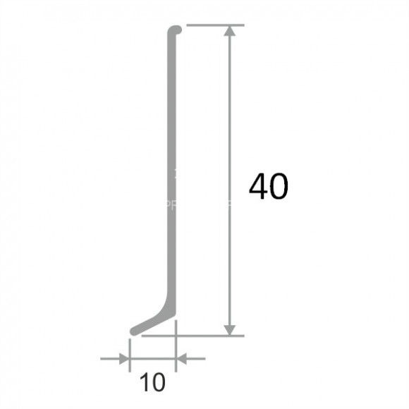 Алюминиевый напольный плинтус 40 мм ПЛ-40 без покрытия 3 м