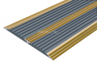 Алюминиевый порог одноуровневый 70 мм противоскользящий АП-70-Антик золото-серый 3,0 м