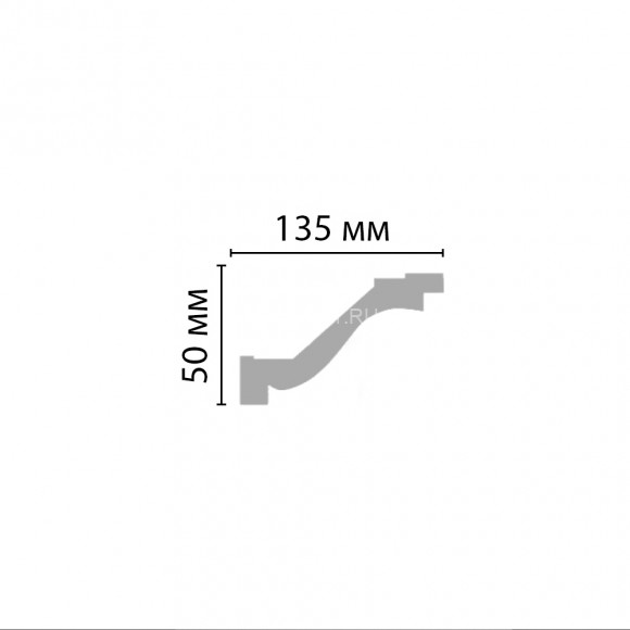 Плинтус потолочный  50х135х2400 мм Decomaster 96331 из полиуретана белый под покраску