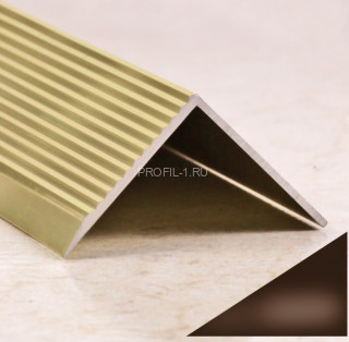 Угловой порог алюминиевый с рифлением 30х30 мм ПО-30х30 бронза глянец 2,7 м