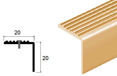 Угловой порог 20х20 мм с рифлением Cezar MS 20R L латунь полированная 1 м Угловой порог 20х20 мм с рифлением Cezar MS 20R L латунь полированная 1 м
