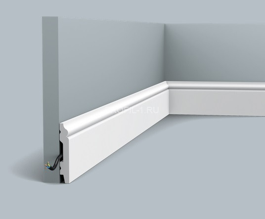 Гибкий напольный плинтус Orac Decor Duropolymer SX165F белый полистирол 69х11 мм 2м