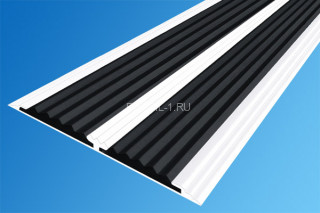 Полоса алюминиевая 70 мм с резиновыми вставками АП-70-Краш белый глянец-черный 2,0 м