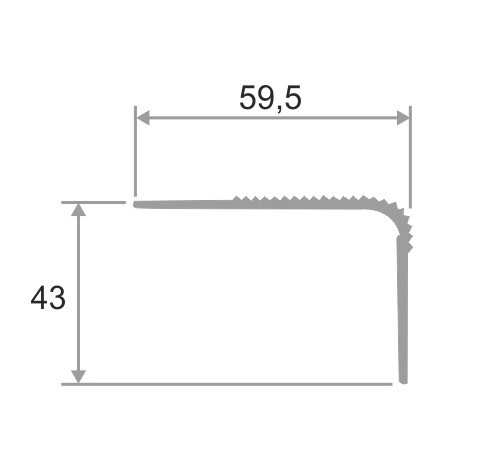 Угловой порог алюминиевый с рифлением 60х40 мм ПО-60х40 золото матовое 2,7 м