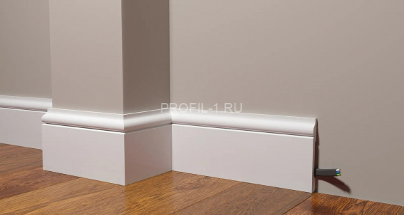 Напольный плинтус Decor-Dizayn DD004 полистирол белый, под покраску 119х15х2000 мм