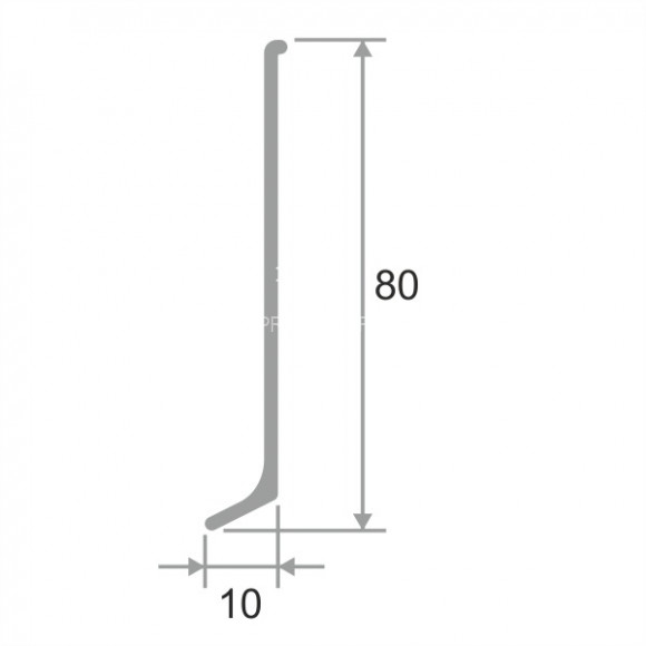 Алюминиевый напольный плинтус 80 мм ПЛ-80 без покрытия 3 м